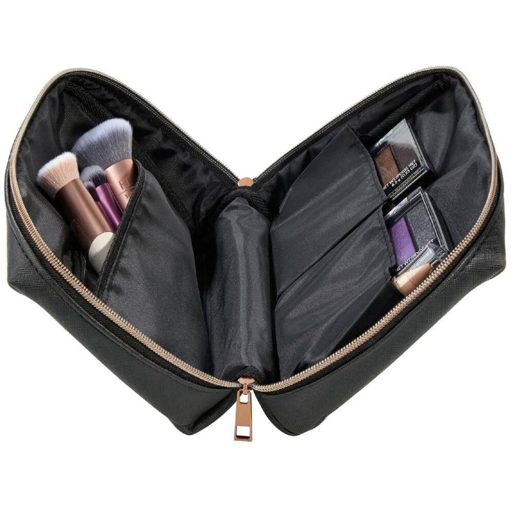 Travel Makeup Bag Portable Cosmetic Bag for Women Waterproof PU Leather Make up - Picture 2 of 5